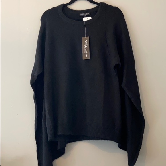 NWT Black Knit Sweater Cape Wendy Williams for HSN - Picture 1 of 8